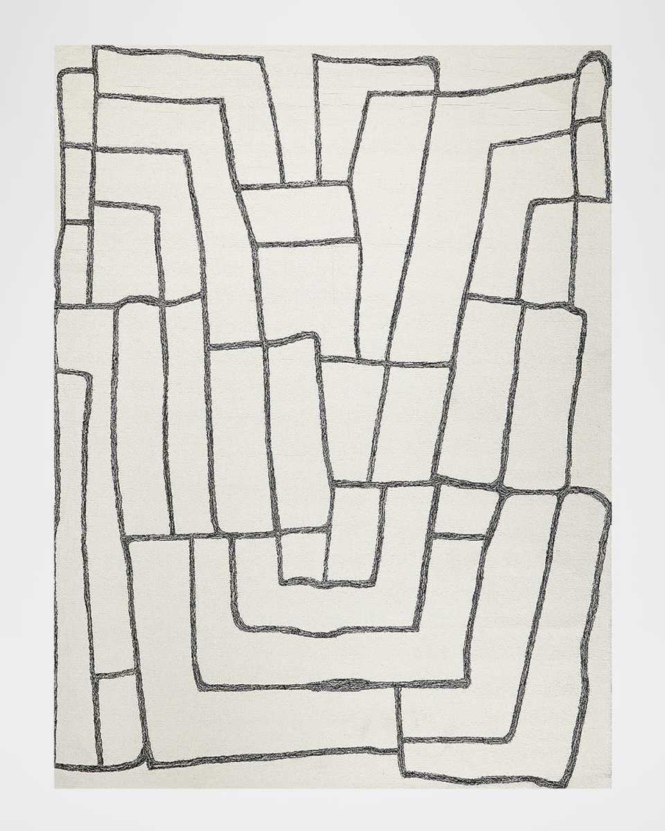 Tangiers Hand-Tufted Ivory/Black Rug, 5' x 8'